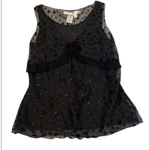 Studio M szXS gorgeous black on black sheer silk lined sleeveless blouse EUC